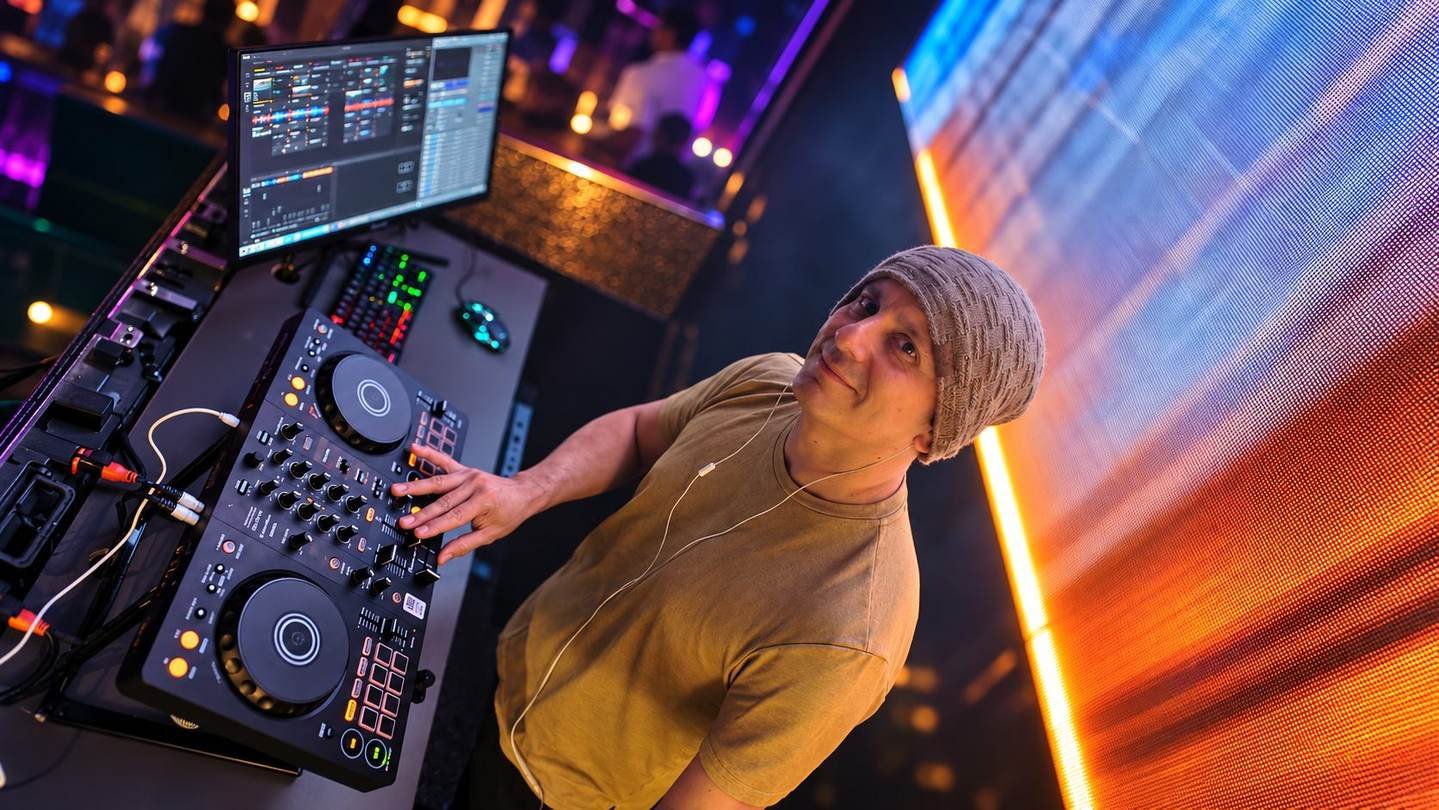 DJ Piraka operando música y visuales en vivo